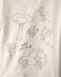 Baby Boy 3-Piece Into The Wild Top, Bodysuit & Short Set - Ivory/Brown