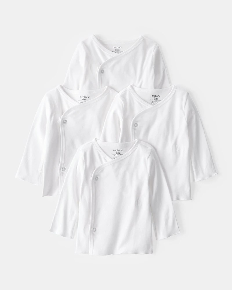 Baby 4-Pack Side-Snap Tees - White