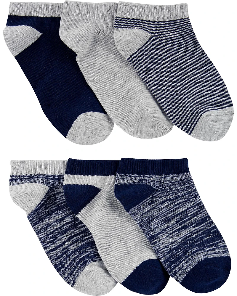 Boys 6-Pack No-Show Socks - Grey