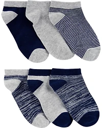 Boys 6-Pack No-Show Socks - Grey