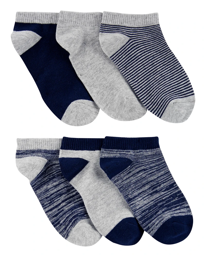 Boys 6-Pack No-Show Socks - Grey