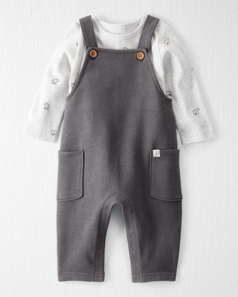 Baby 2-Piece Organic Cotton Overall Set in Bear Print
