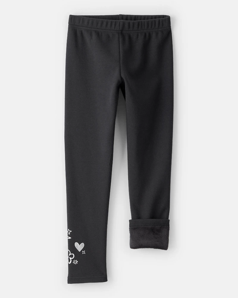 Girls Pull-On Stretch Cozy Leggings - Black