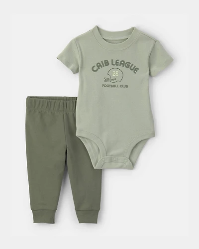 Baby Boy 2-Piece 'Football Club' Bodysuit & Pant Set - Green