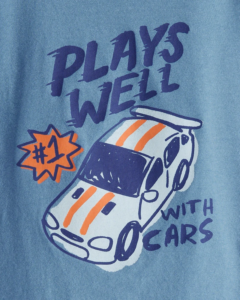 Toddler Boy Race Car Graphic Tee - Blue