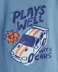 Toddler Boy Race Car Graphic Tee - Blue