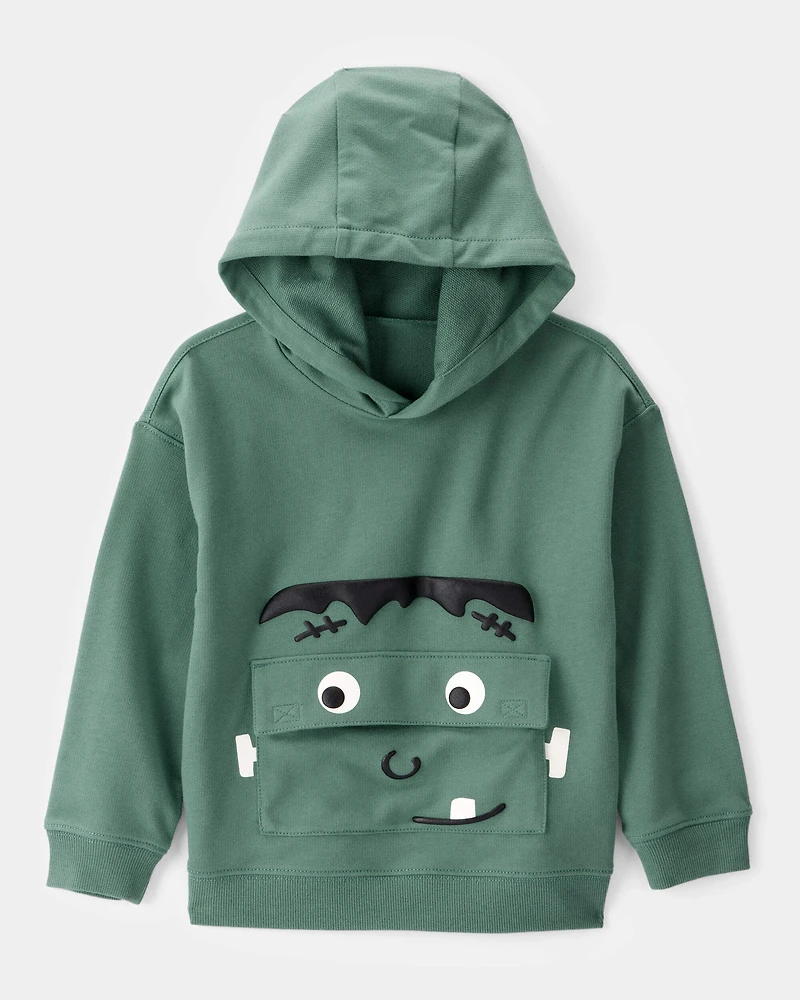Toddler Boy Halloween Frankenstein Pullover Hoodie - Green