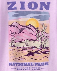 Girls Zion National Park Graphic Tee - Purple