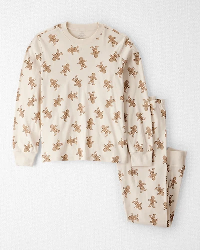 Adult Organic Cotton Pajamas Set in Gingerbread Man Print