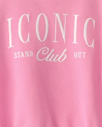 Girls 'Iconic Club' French Terry Pullover Sweatshirt - Pink