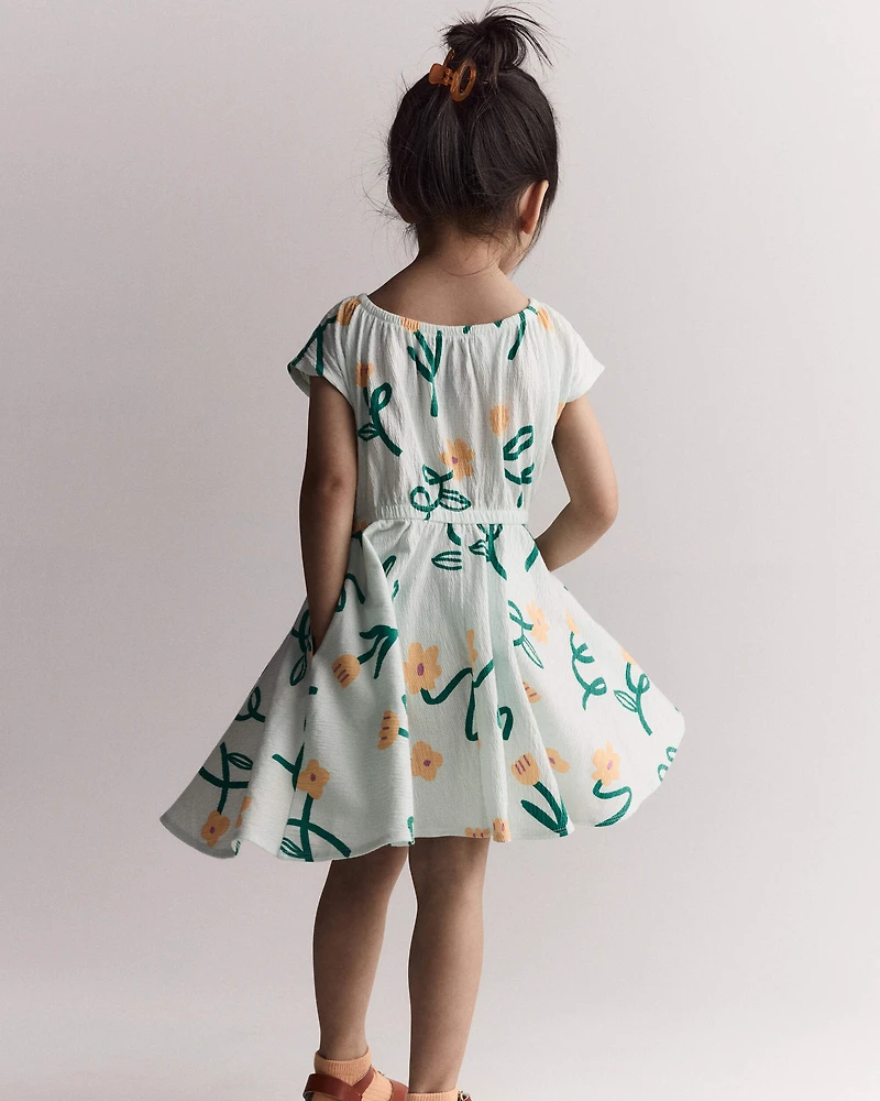 Toddler Girl Avenue Twirl™ Dress in Floral Print - Light Green