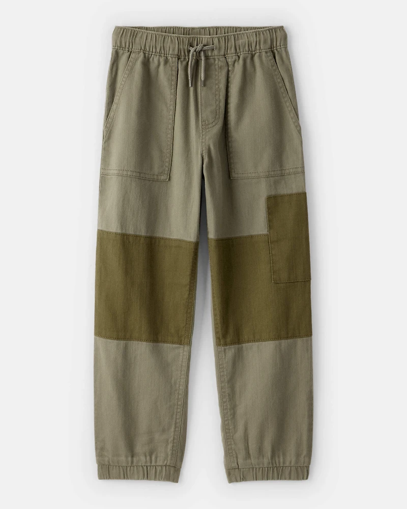 Boys Colorblock Cargo Joggers - Olive