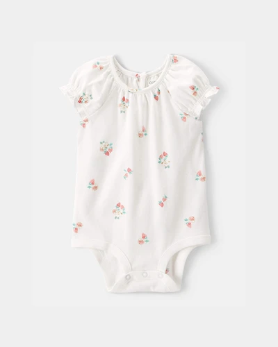 Baby Girl Strawberry Bodysuit - White