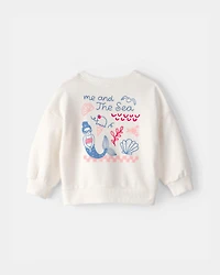 Baby Girl Mermaid French Terry Pullover Sweatshirt - Ivory