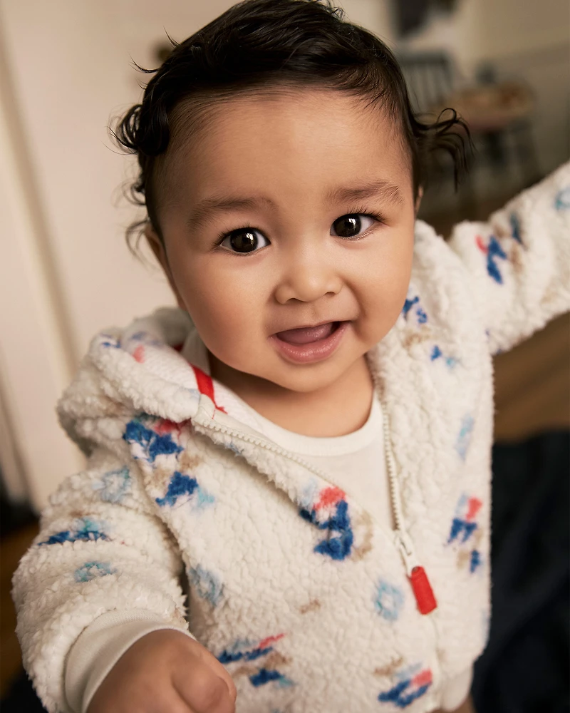 Baby Boy 3-Piece DayDream Fleece Aztec Sherpa Outfit Set - Cream