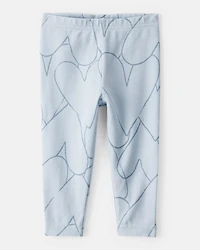 Baby Girl Cotton Heart Stretch Leggings - Blue