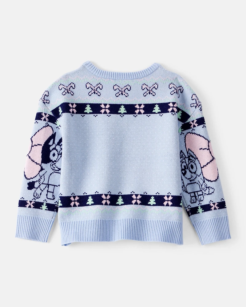 Toddler Girl Christmas Bluey™ Long-Sleeve Sweater - Blue
