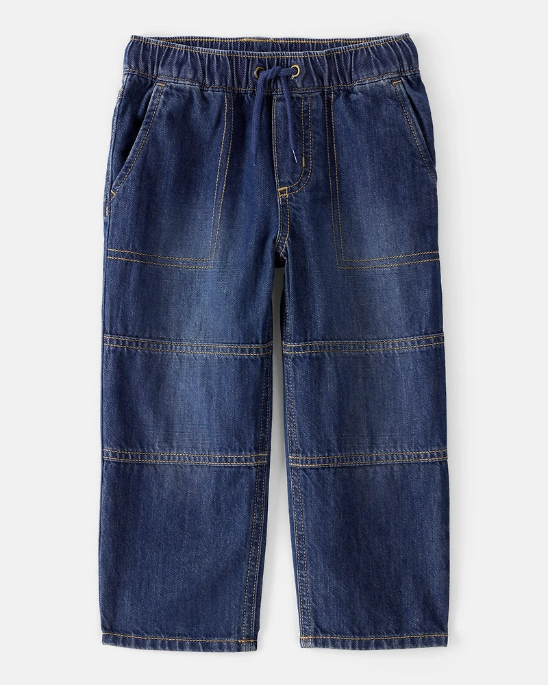 Toddler Boy  Wide-Leg Pull-On Denim Jeans - Dark Wash