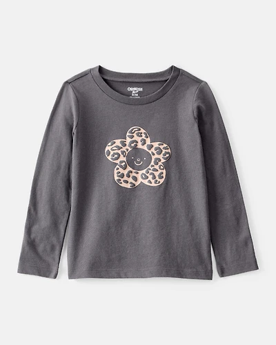 Toddler Girl Flower Long-Sleeve Graphic Tee - Grey