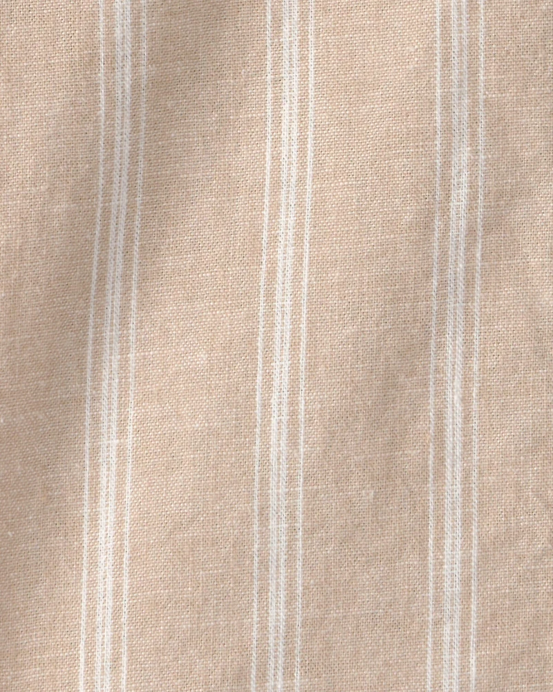 Toddler Boy Striped Linen Button-Down Shirt - Brown