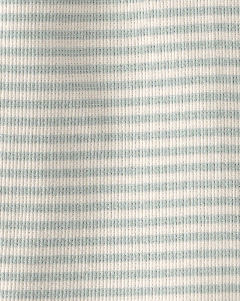 Toddler Girl 2-Piece Organic Cotton Waffle Knit Top & Short Set in Stripes