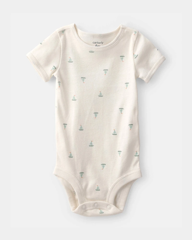 Baby 2-Piece Sailboat Overall Set - Green/Ivory