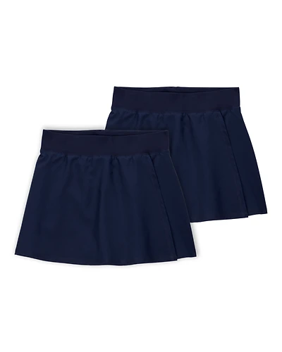 Kid 2-Pack Poplin Stretch Uniform Skorts - Navy