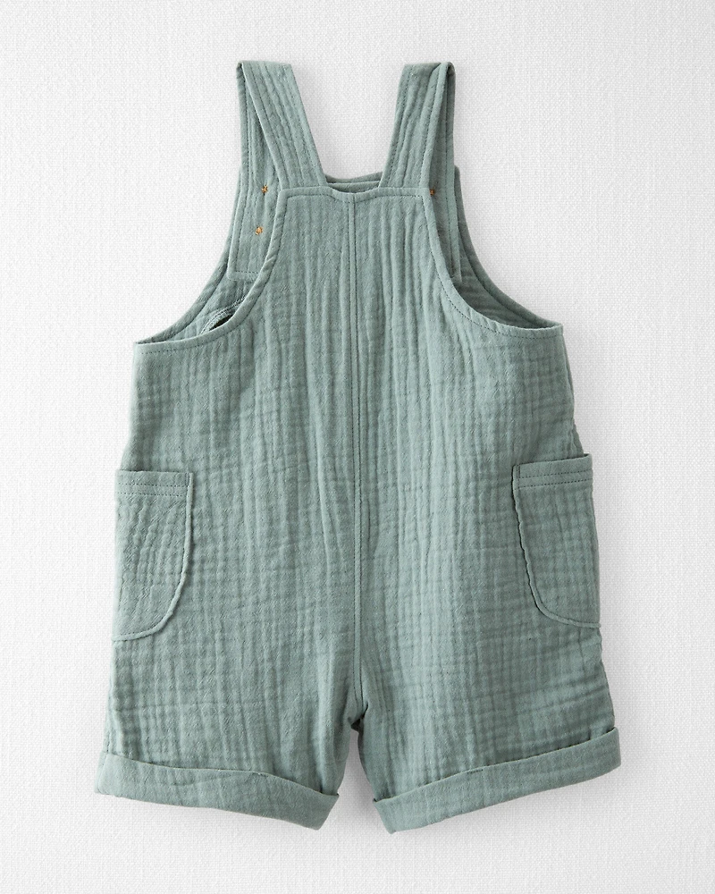 Baby Organic Cotton Gauze Shortalls in Green