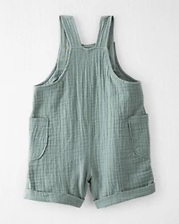 Baby Organic Cotton Gauze Shortalls in Green