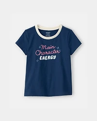 Toddler Girl 'Main Character Energy' Graphic Tee - Blue