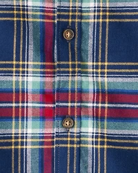 Toddler Boy Plaid Cotton Long-Sleeve Button-Down Shirt - Navy