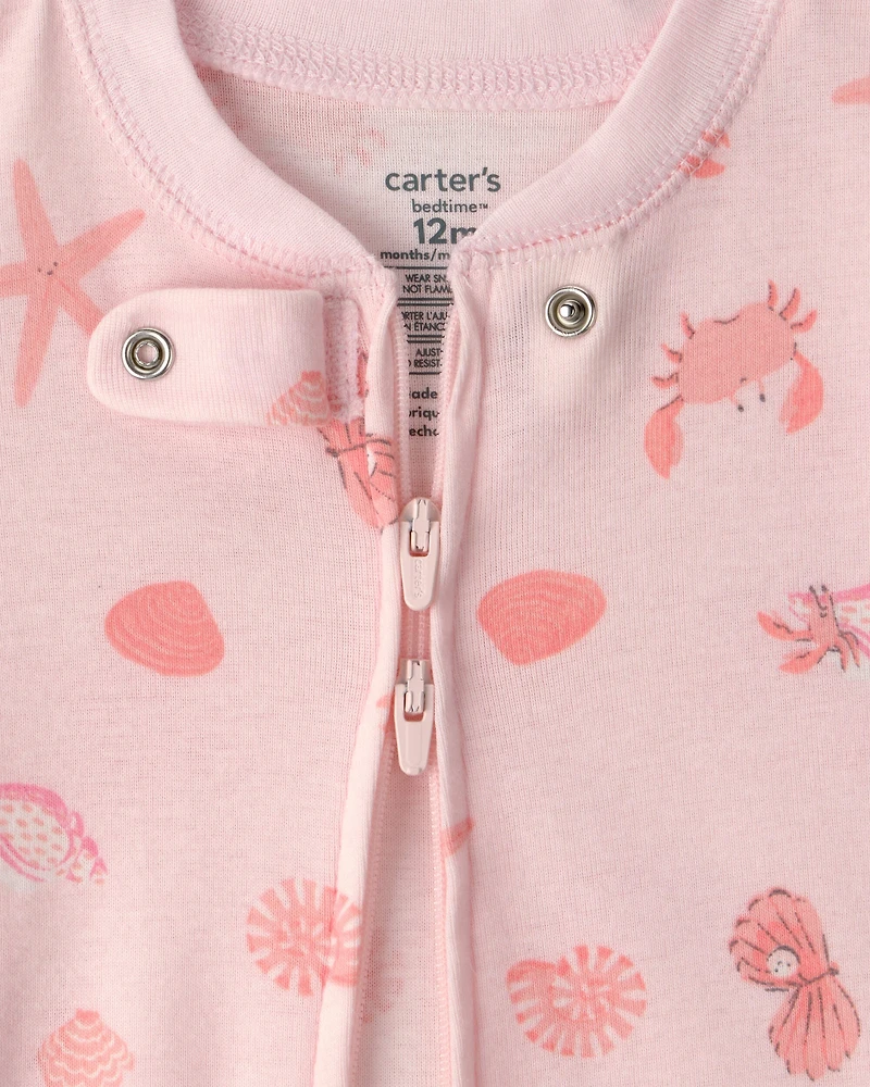 Baby Girl Seashell 100% Cotton Snug Fit 1-Piece Pajama - Pink