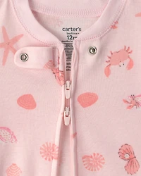 Baby Girl Seashell 100% Cotton Snug Fit 1-Piece Pajama - Pink