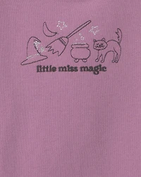 Toddler Girl 'Little Miss Magic' Halloween French Terry Pullover Sweatshirt - Purple