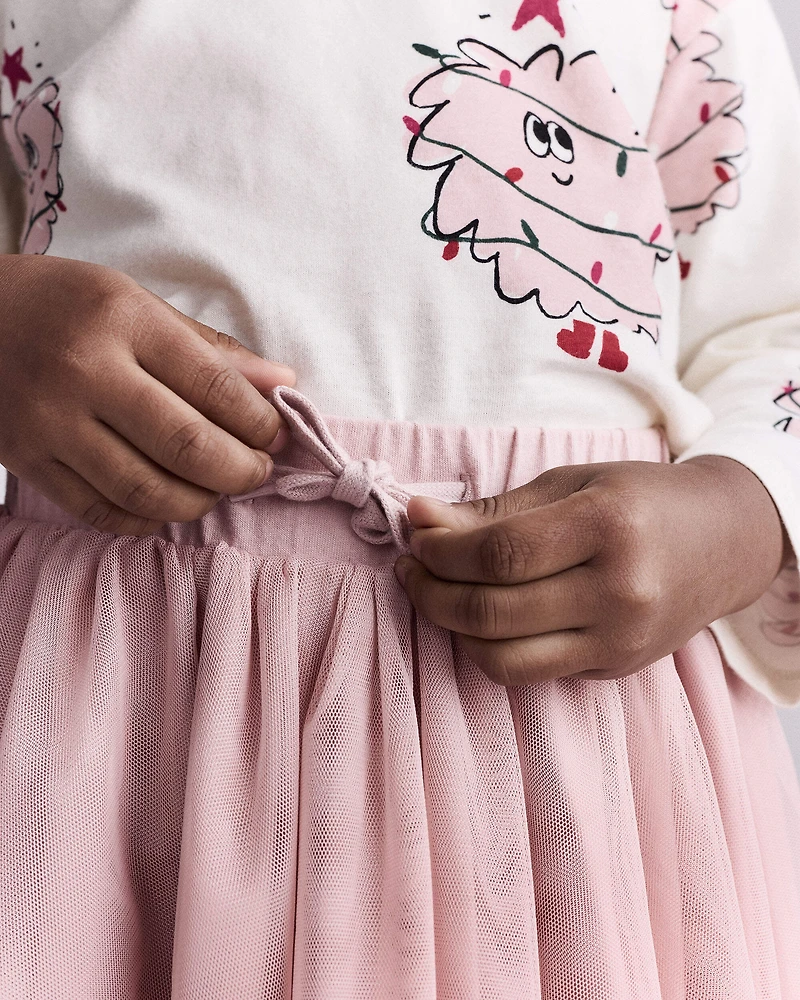Toddler Girl Avenue Twirl™ Midi Skirt with Tulle - Light Pink