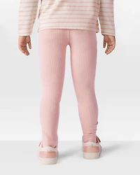 Toddler Girl Cotton Ribbed Stretch Leggings - Pink