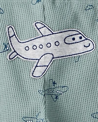 Baby Boy 3-Piece Airplane Print Long-Sleeve Bodysuit & Pant Set - Blue