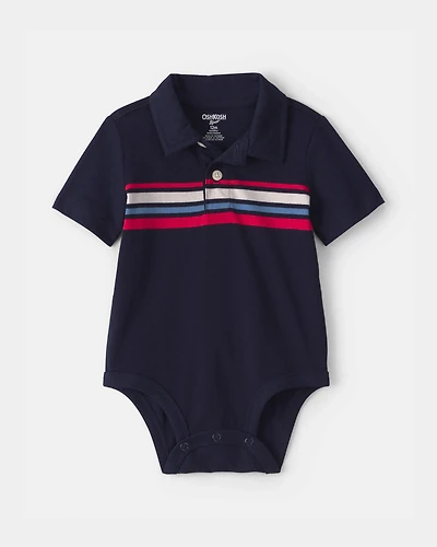 Baby Boy Polo Bodysuit - Navy Blue