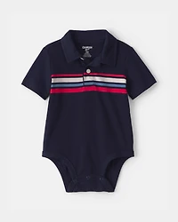 Baby Boy Polo Bodysuit - Navy Blue