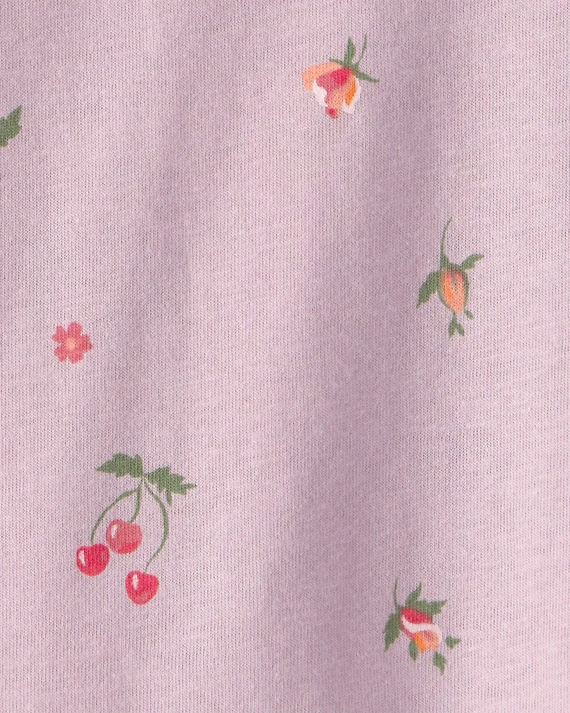 Baby Girl Cherry Floral Top - Purple