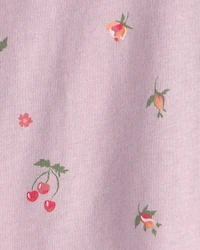 Baby Girl Cherry Floral Top - Purple