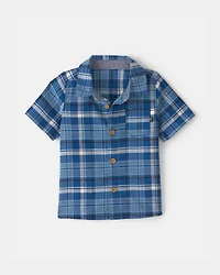 Baby Boy Plaid Short-Sleeve Button-Down Shirt - Blue
