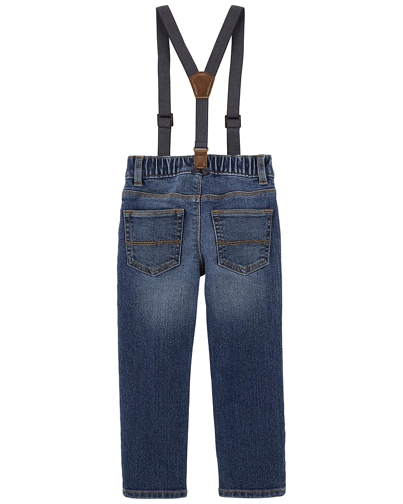 Toddler Boy Stretch Denim Suspenders