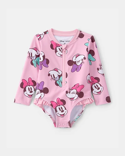 Baby Girl Disney© Minnie Mouse 1-Piece Swimsuit Rashguard - Pink