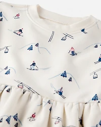 Toddler Girl French Terry Dress Made with Organic Cotton in Snowy Slopes Print