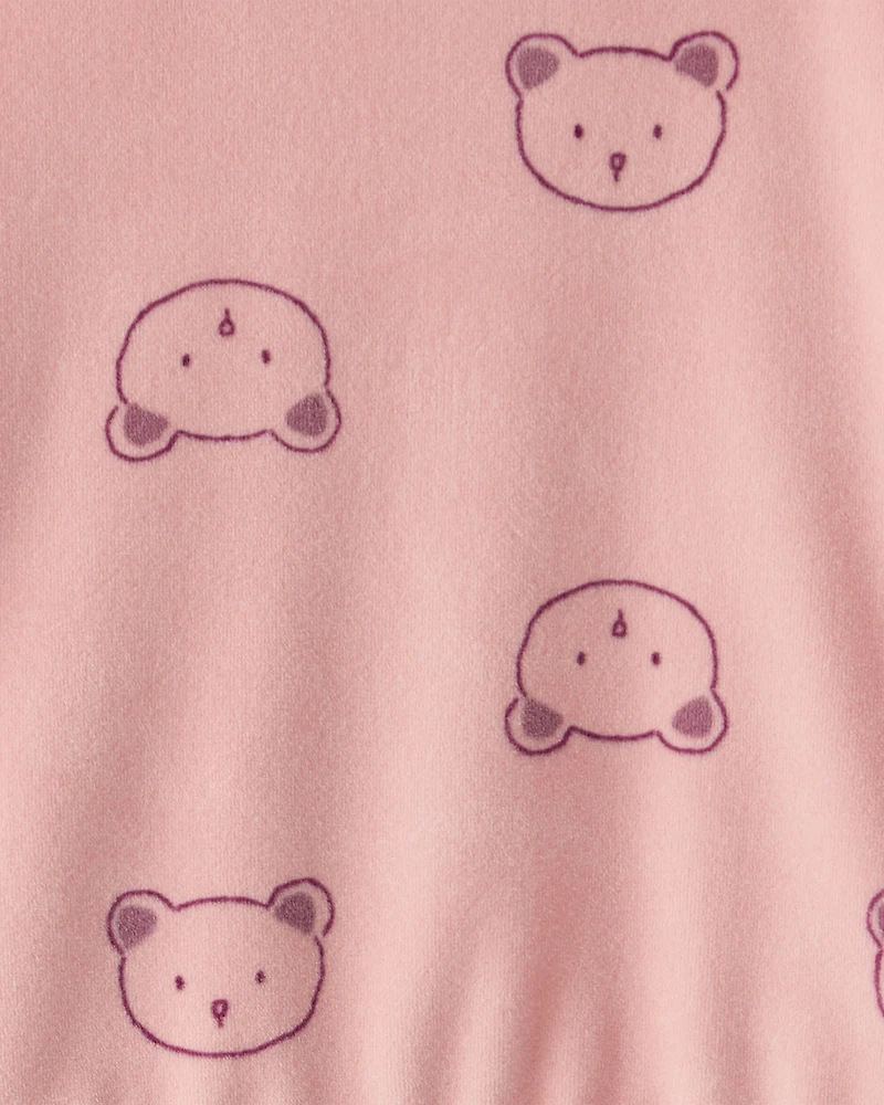 Baby Girl 2-Piece Bear Print Velour Sweatshirt & Jogger Set - Pink