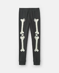 Kids 2-Piece Halloween Skeleton 100% Cotton Snug Fit Pajama Set - Black