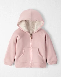 Toddler Girl Sherpa Waffle Knit Hooded Jacket Made with Organic Cotton