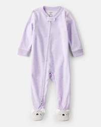 Baby Girl Koala & Heart Loose Fit 1-Piece Pajamas - Purple