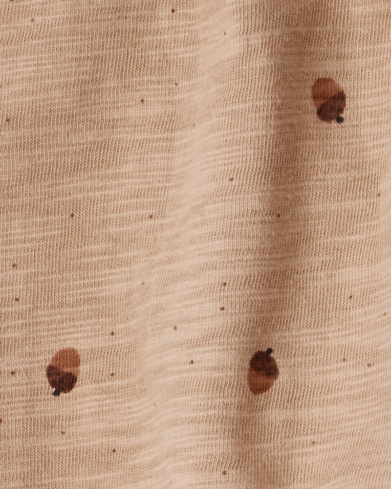 Baby 2-Piece Acorn Thanksgiving Print Cotton Long-Sleeve Tee & Pant Set - White